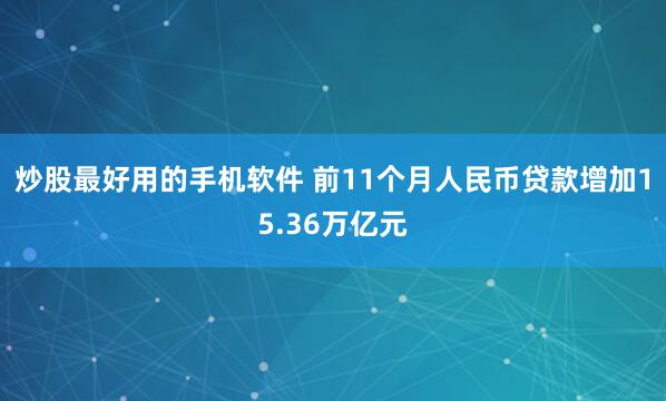 炒股最好用的手机软件 前11个月人民币贷款增加15.36万亿元